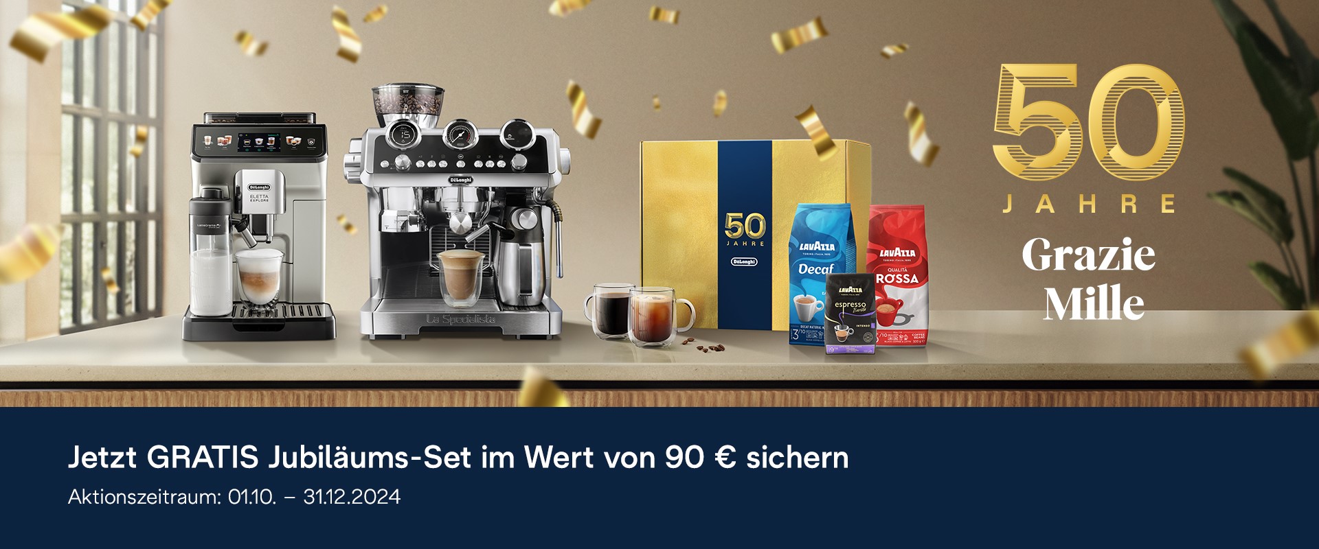 Header der Delonghi Jubiläumsbox Aktion